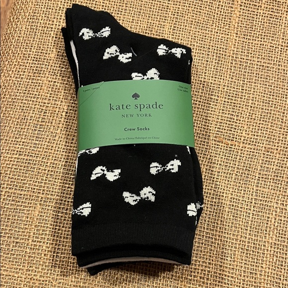 kate spade Accessories - Kate Spade Black Socks with White Bow Design